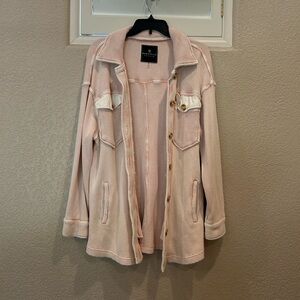 Bagatelle Pink Waffle Knit Button Jacket